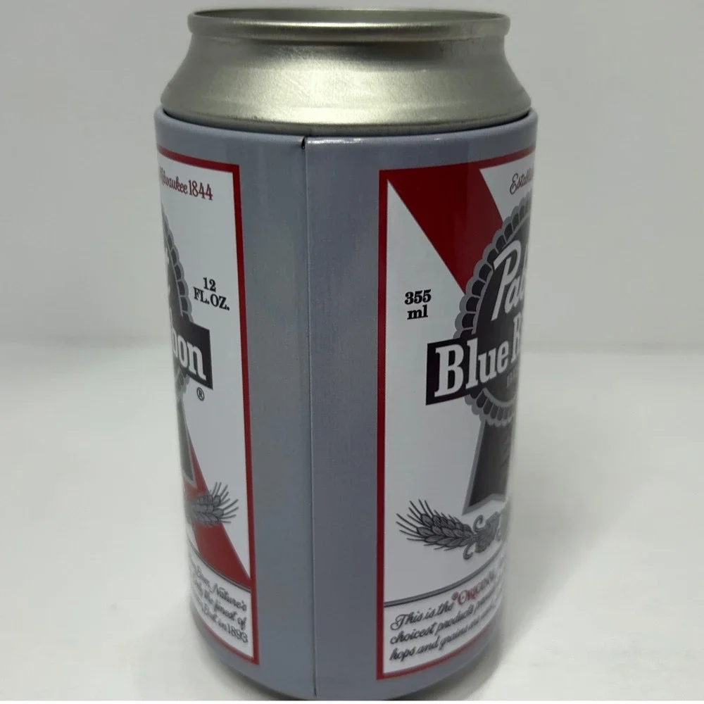 Pabst Blue Ribbon PBR Crew Socks in Collectible Beer Can Tin Bank White Red Blue